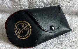Ray Ban Black Leather Case EyeGlass Sunglass Red Felt Interior - $24.70