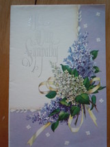 Vintage With Our Sympathy Lilacs Rust Craft Greeting Card  - $2.99