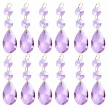 12 Hanging Purple Teardrop Crystal Chandelier Prisms Pendants Glass Beads Lights - £10.68 GBP