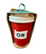 Starbucks Red Ceramic Oregon To Go Cup Christmas Ornament 2016 NIP Siren... - $373.90 MXN