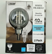 Feit Electric 40W Equivalent G16.5 White Filament CEC LED Candelabra Bulb 2-Pack - $10.40