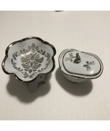 limoges france sharon decor silver overlay frosty floral design art deco - $76.95 CAD