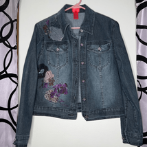 V Cristina Denim Jean floral embroidered jacket size medium - £15.39 GBP