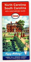 ESSO Map of North Carolina South Carolina with Sightseeing Guide 1961 - £9.49 GBP