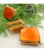 Glass Cheeseburger Ornaments Set of 3 Handcrafted Patty Melt Food Christ... - $38.79
