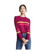 Sundry Cashmere Blend Stripes &amp; Heart Sweater in Berry Size Medium *READ - $635.44 MXN