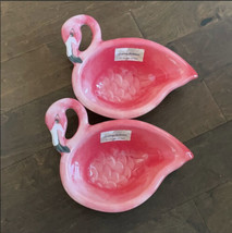 Tommy Bahama Pink Flamingos Melamine Serving Bowls Set Of 2 Gorgeous - £37.62 GBP