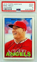 Psa 9 Mint! Mike Trout &quot;Laughing&quot; High #&#39;s 2016 Topps Heritage #500 Angels Mvp - £296.43 GBP