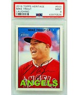 PSA 9 MINT! MIKE TROUT &quot;LAUGHING&quot;  HIGH #&#39;S 2016 TOPPS HERITAGE #500 ANG... - £295.04 GBP