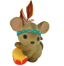 Hallmark Vintage 1984 Merry Miniatures Fall Thanksgiving Mouse Indian with Drum - $16.42