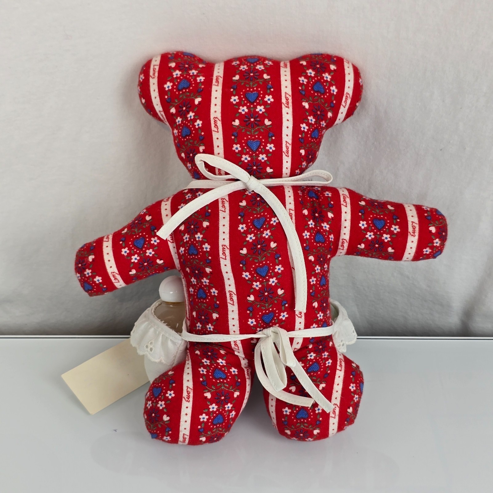 Vintage Lanz of Salzburg Stuffed Plush Flannel Bear Doll Red White Apron NOS Item image 2