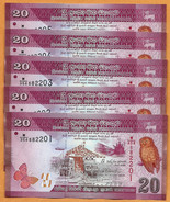 SRI LANKA 2015 Lot 5  UNC 20 Rupees Banknote Paper Money Bill P-123c - £2.76 GBP