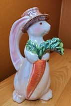 Department 56 Spring Easter Bunny Rabbit w/Carrot Beverage Pitcher Vase 11.5in - £67.38 GBP