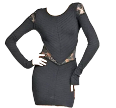 NWT Torn by Ronny Kobo Holly in Black Knit Sheer Lace Insert Cut Out Dress L / 8 - £48.49 GBP