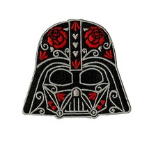 Darth Vader Calavera Iron On Patch 3&quot; Embroidered Star Wars Flowers Sugar Skull - £3.97 GBP