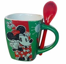Walt Disney Mug Cup vtg Disneyland Store Minnie Mouse Mickey Spoon Goofy holiday - $29.65
