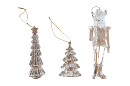 Lot 3x Clear Acrylic Christmas Tree Ornaments Nutcracker 5.5” Pine Trees - $14.20