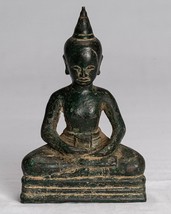 Antigüedad Khmer Estilo Bronce Meditación Phnom Da Estatua de Buda - 15cm/15.2cm - £198.42 GBP