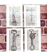 Kitchen Theme - Upcycled Dictionary Art Prints - Lot of 4 - Mini Poster Set - £12.00 GBP