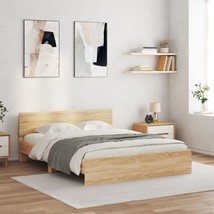 Bed Frame with Headboard Sonoma Oak 140x190 cm - $145.61