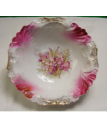Vintage Unmarked Prussia Bowl w/Pink Floral Design &amp; Gold Trim - €91,18 EUR