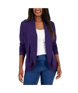 Karen Scott Women M Purple Dynasty Shawl Collar Cardigan Sweater NWT CS75 - $32.42 CAD