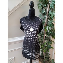 Zenergy By Chico&#39;s Blouse Women&#39;s 2/L Black White Short Sleeves Scoop Neck - $24.75