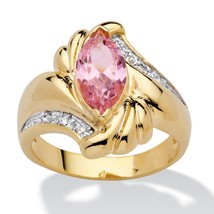 Womens 14K Gold Gp Marquise Cut Pink Ice Cz Ring Size 5 6 7 8 Free Shipping - £94.38 GBP