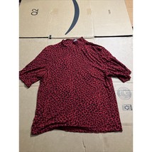 Liz Claiborne Red Animal Print Turtleneck, Cheetah Leopard Print, Stretc... - $9.90