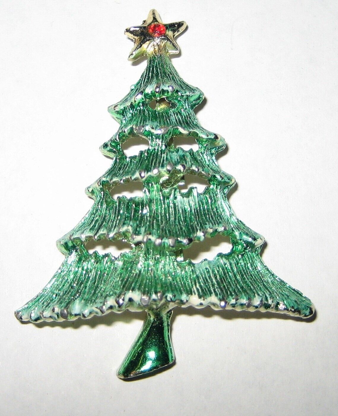 Primary image for Vintage Enamel Fashion Green Christmas Tree Brooch Pin 2.25 inches