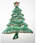 Vintage Enamel Fashion Green Christmas Tree Brooch Pin 2.25 inches - £7.49 GBP