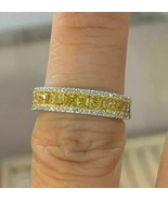 3Ct Princess Cut Citrine Lab Created Engagement Ring 14K White Gold Plated - $200.16 CAD