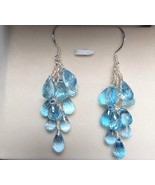 Natural Blue Topaz Gemstone Silver Earrings - $331.49 CAD