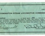 Bloomington Steam Locomotive Commission Stock One Share Certificate - £19.76 GBP