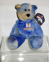 John Elway #7 Champs Broncos Pro Bears 9&quot; Teddy Bear Mwt In Acrylic Display Box - £13.98 GBP