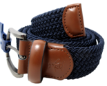 Penguin Stretch Belt Genuine Leather Woven Dark Navy Blue Men&#39;s Size L (... - $36.95