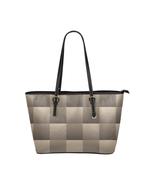 Shoulder Tote Bag, Tan And Brown Checker Style Leather Tote Bag - £55.29 GBP