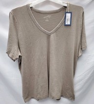 Women's Plus Size  Gray 2X Short Sleeve V Neck T-Shirt  Universal Thread image 2