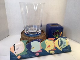 Fish Beach Theme Pool Room Decor Bathroom Shelf  Tissue Box  Peg Board Soap - £17.37 GBP