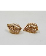 Napier Gold Tone Leaf Openwork Screwback Clip On Earrings Signed - $15.99