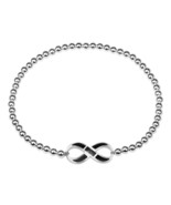 Endless Love Infinity Black Onyx .925 Silver Elastic Bead Bracelet - £17.69 GBP