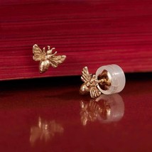 Solid 14K Gold Small Honeybee Post Earrings 7x7mm - $189.29