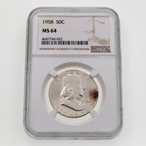 1958 50C Franklin Demi Dollar 50C Classé Par NGC Comme MS-64 - $52.46