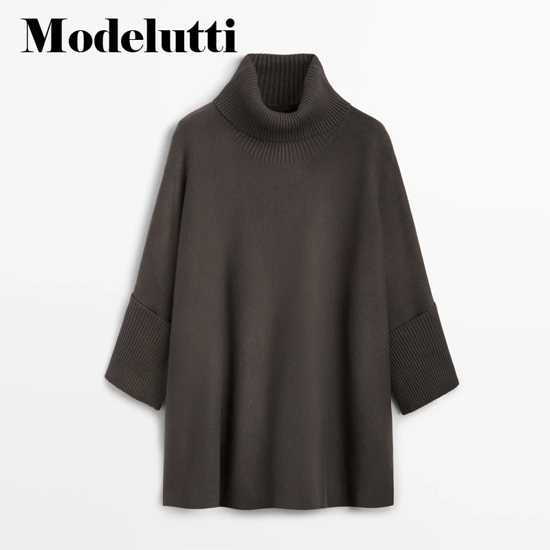 Modelutti  New Spring Autumn  Knit Collar Casual Solid Color Slit Shawl ... - £194.40 GBP