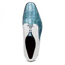 Pissa Genuine Caiman Lizard Patchwork Derby Shoes Aqua/White image 4