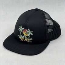 Vans Men&#39;s Idell Trucker Palm Tree Sunset Logo Snap Back Hat Black - £10.47 GBP