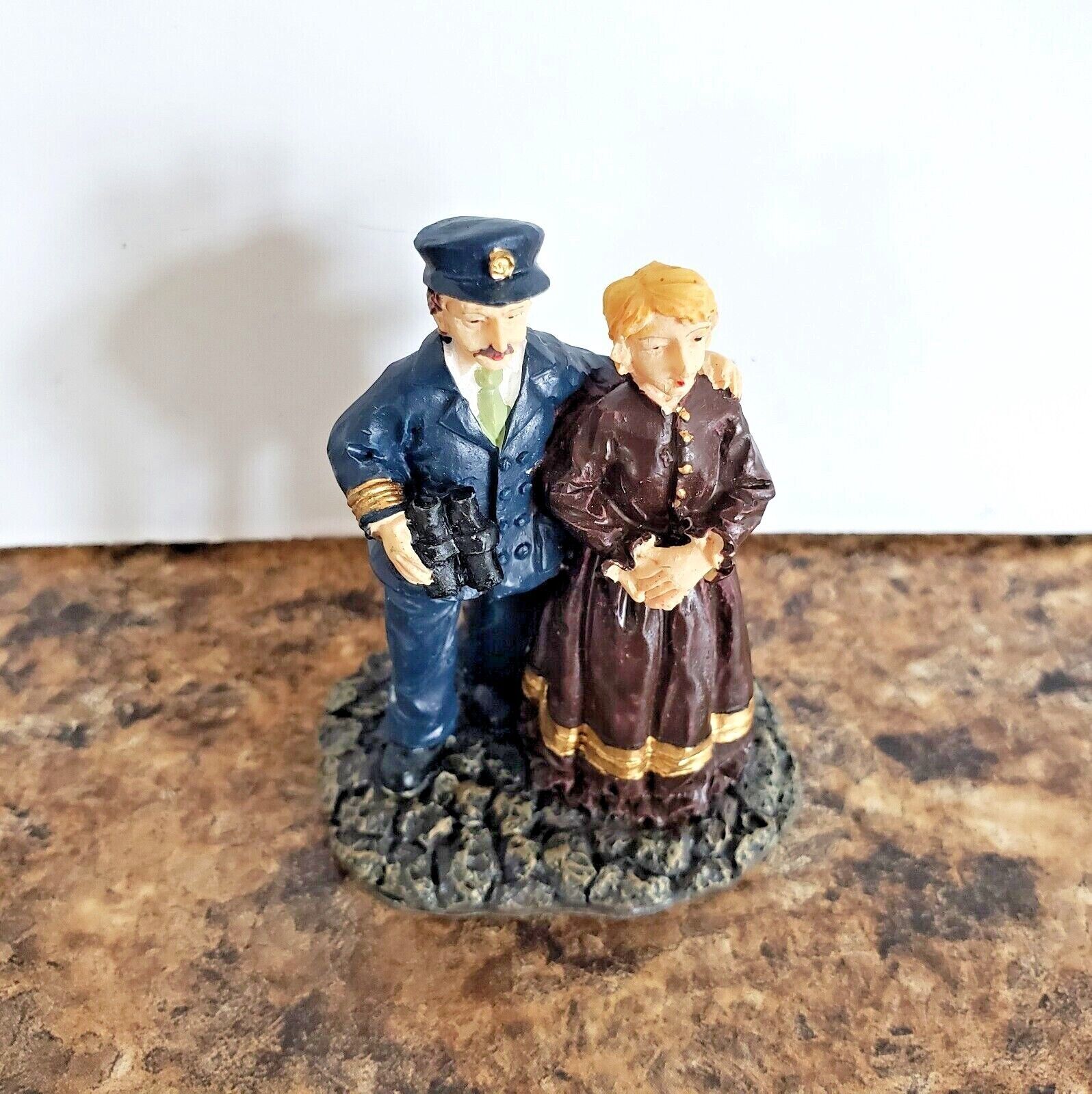 Christmas Village Small Figurine Man and Lady with Binoculars 2 1/4" Tall Resin - $4.94