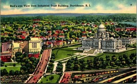 State Capitol From Trust Building Providence RI Rhode Island Linen Postcard A4 - £2.15 GBP