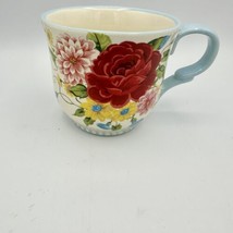The Pioneer Woman Sweet Rose  14.5 oz Mug Coffee Tea Ceramic Blue Red Flower - £7.04 GBP
