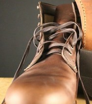 2 flat Waxed BROWN Boot LACES 63&quot; long x 1/4&quot; wide For 6 7 eyelets shoes... - $23.11